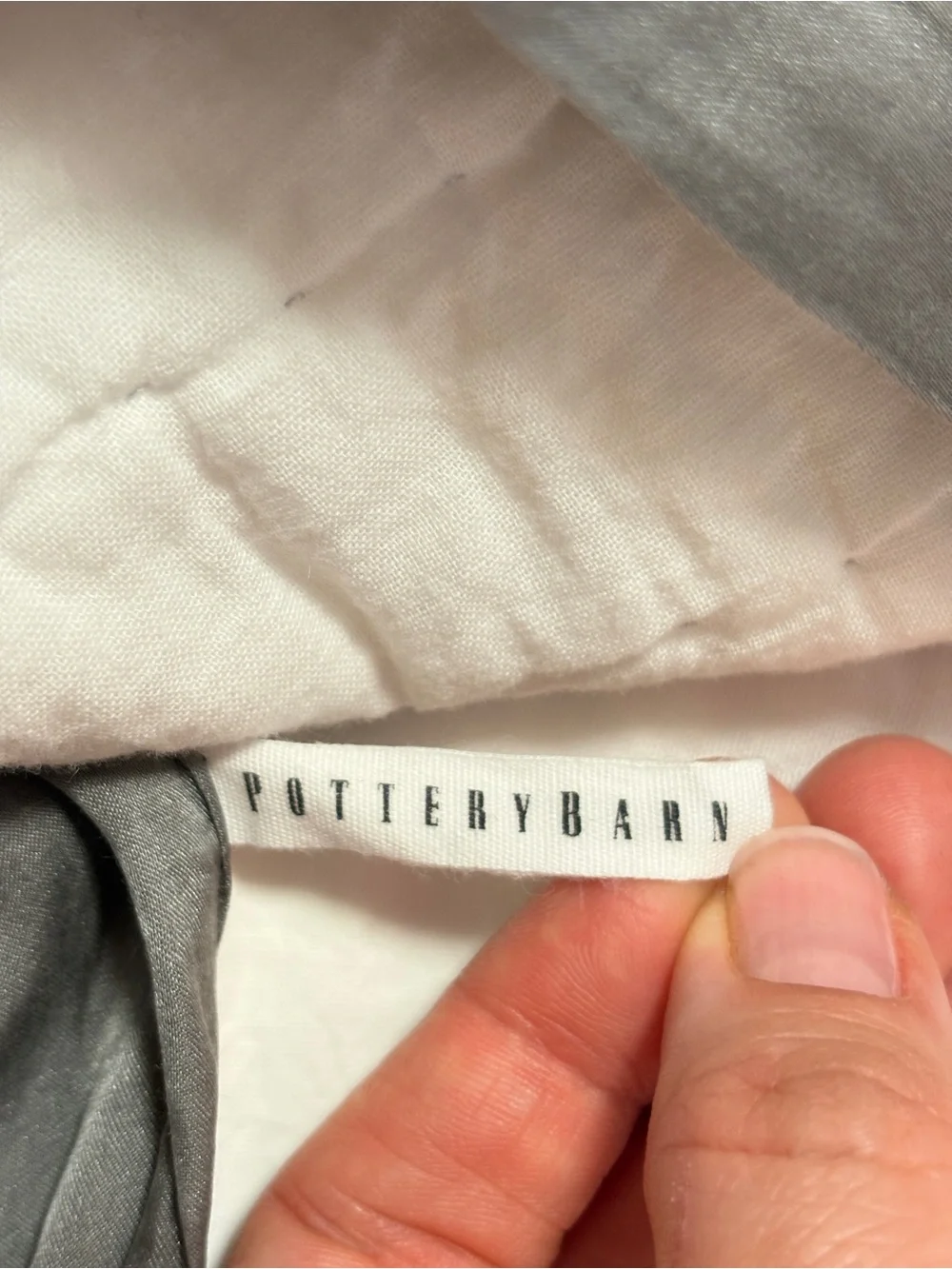Pottery Barn Silk Channel Two-Toned Cotton Quilted Euro Sham Gray Ivory 26x26